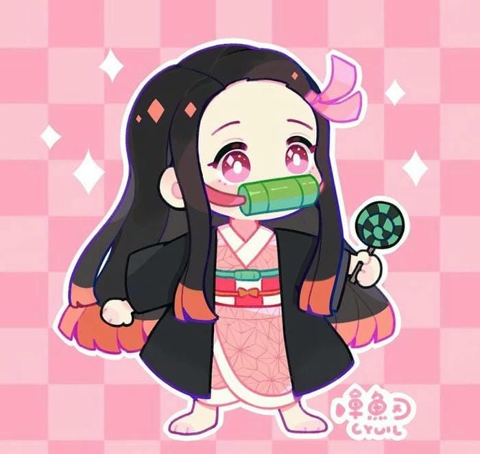 Ảnh Nezuko chibi đơn giản, đáng yêu