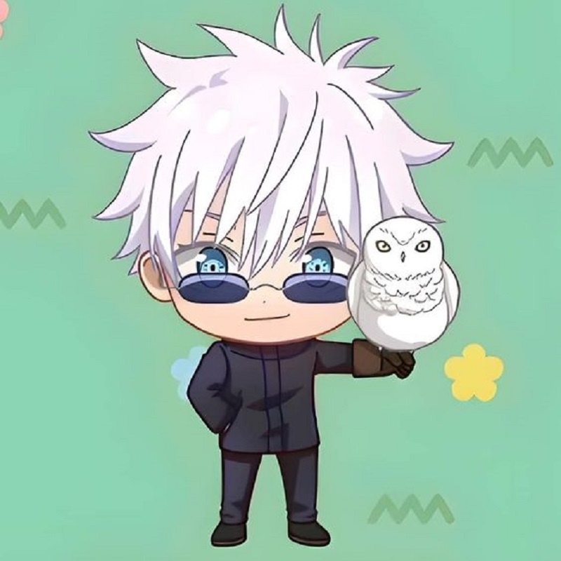 Ảnh avatar gojo chibi bên con cú đáng yêu