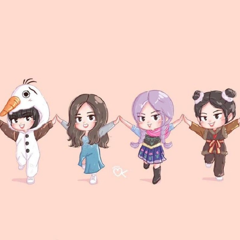 Ảnh chibi Blackpink hóa trang nhân vật hoạt hình đáng yêu