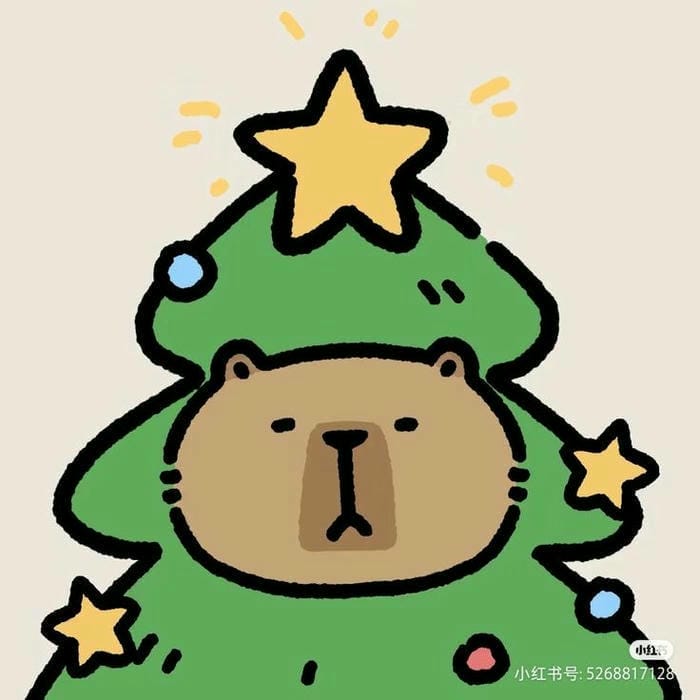 Ảnh chibi Capybara cây thông noel