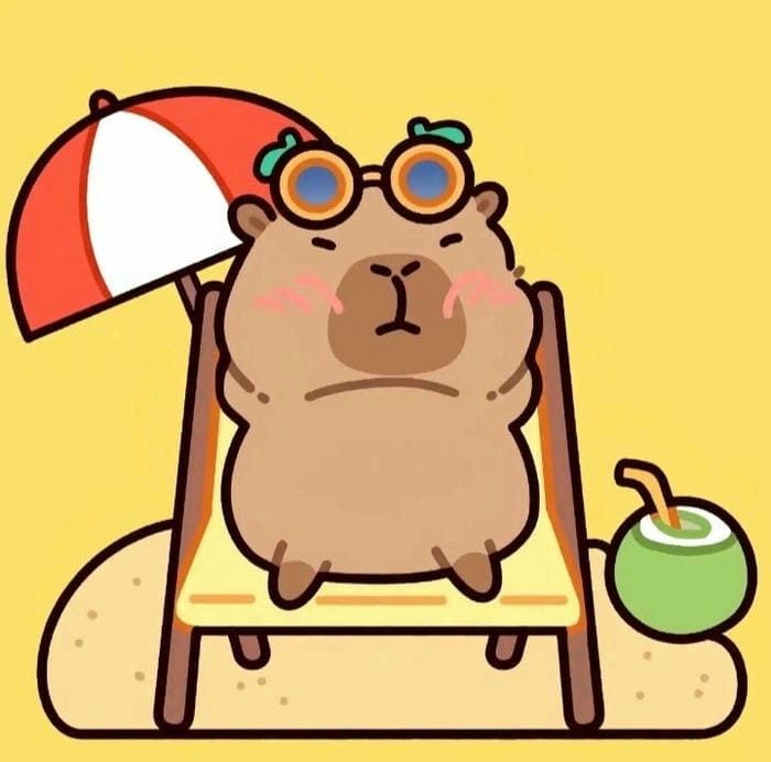 Ảnh chibi Capybara phơi nắng