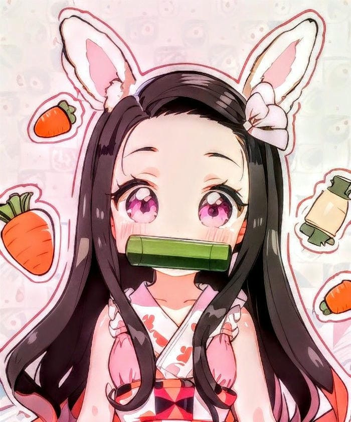 Ảnh chibi Nezuko thỏ con cute