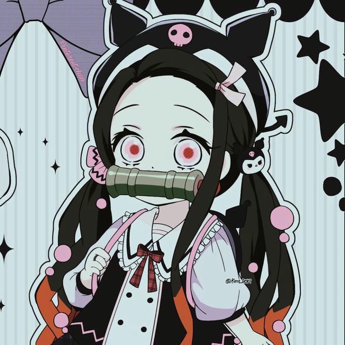 Ảnh chibi Nezuko trang phục Kuromi đáng yêu