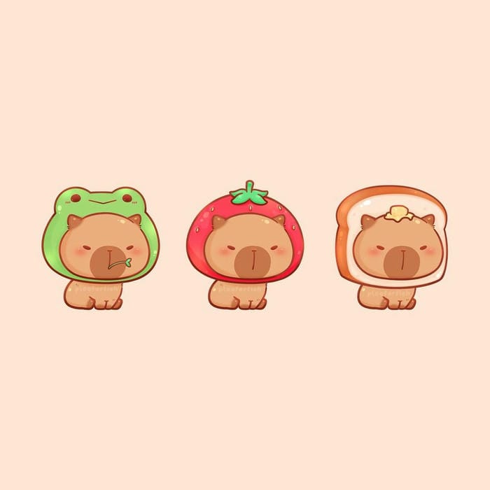 Ảnh hình vẽ chibi Capybara siêu dễ thương