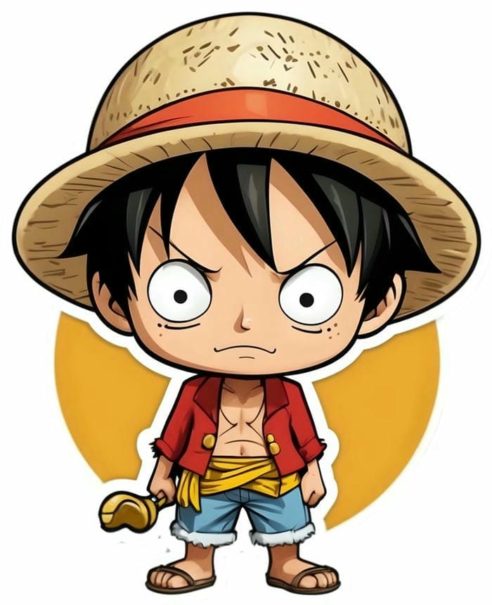 Ảnh tranh Luffy chibi đơn giản, cute