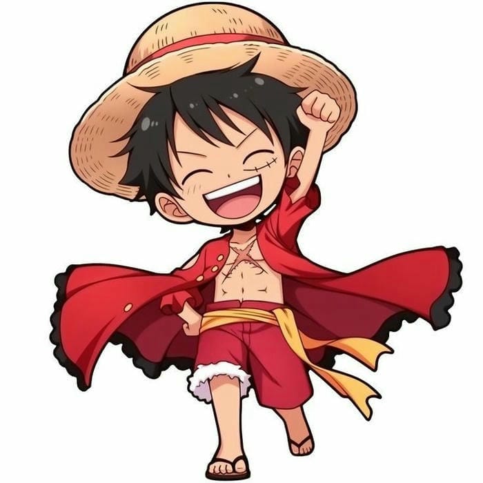 Chibi Luffy cười siêu đáng yêu