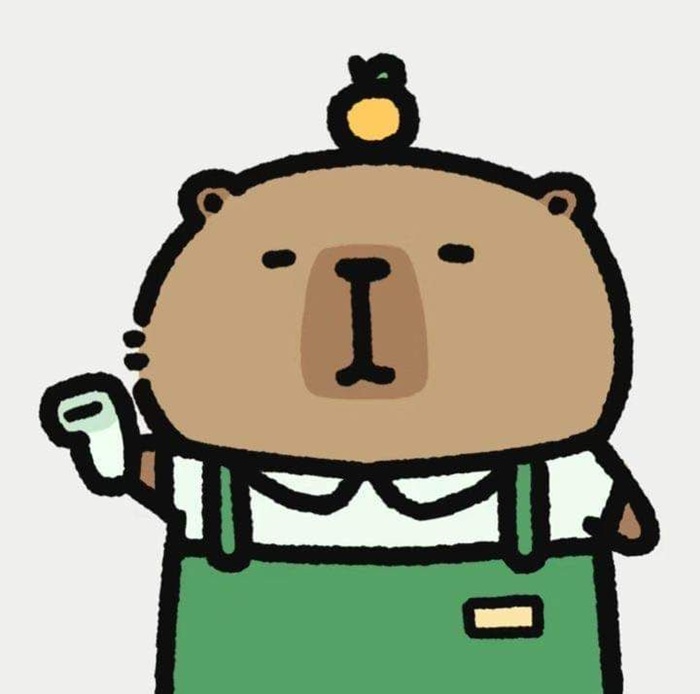 Hình ảnh chibi Capybara nhân viên thu ngân