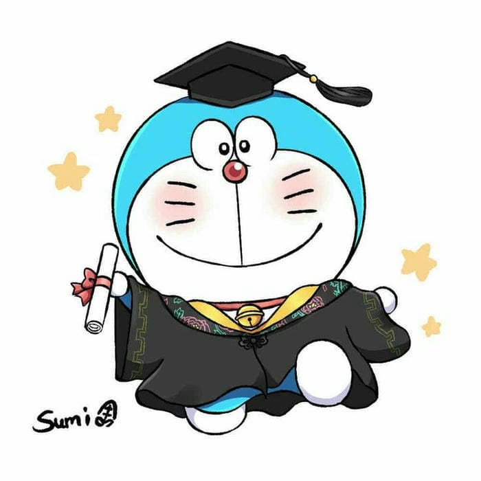 Hình ảnh chibi Doraemon trang phục cử nhân đáng yêu