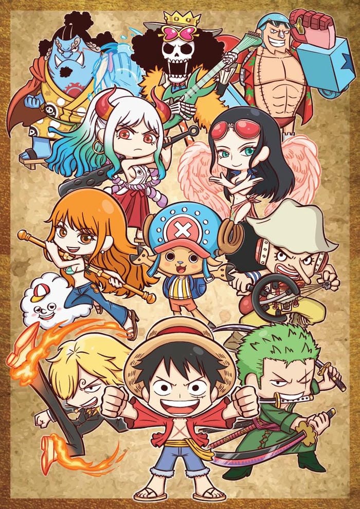 Hình ảnh chibi Luffy cùng các thành viên trong băng