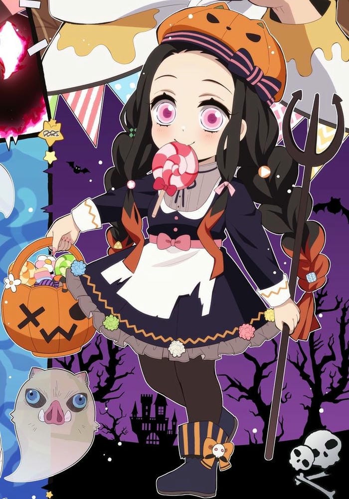 Hình ảnh chibi Nezuko hóa trang halloween