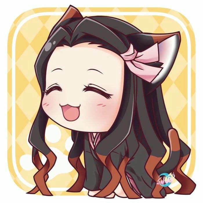 Hình ảnh chibi Nezuko hóa trang Kuromi dễ thương