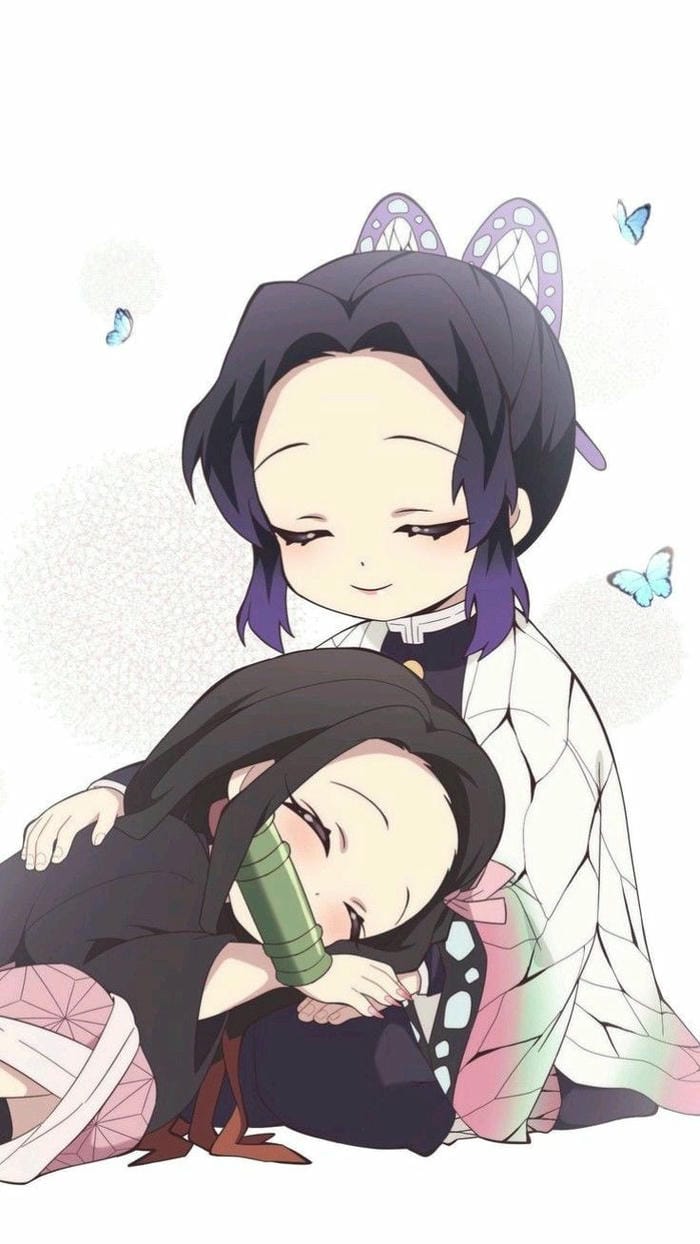 Hình ảnh chibi Nezuko và Shinobu