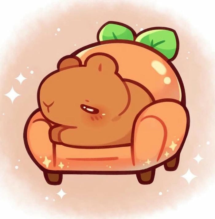 Hình chibi Capybara lười biếng siêu dễ thương