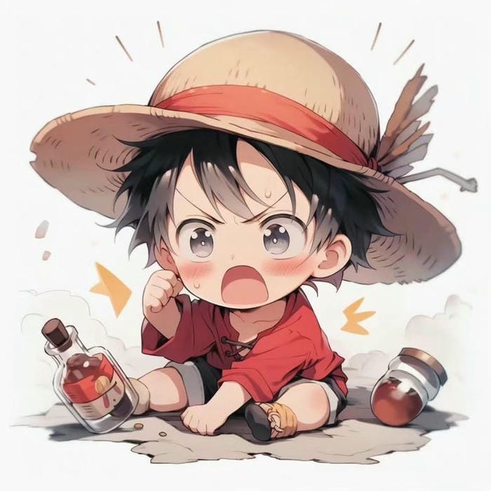 Hình chibi Luffy giận dữ đáng yêu