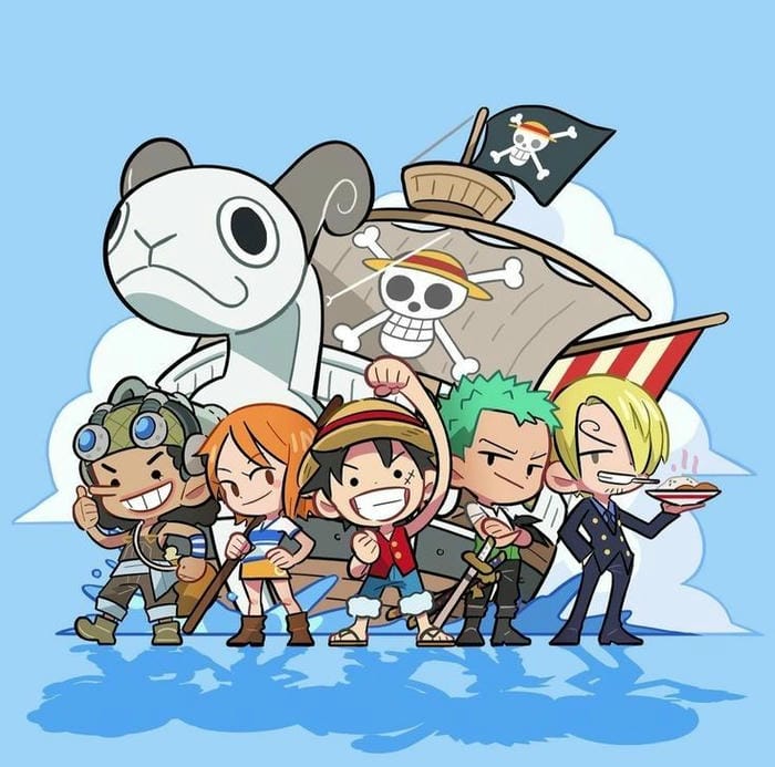 Hình chibi Luffy và các thành viên trong băng đơn giản, dễ thương