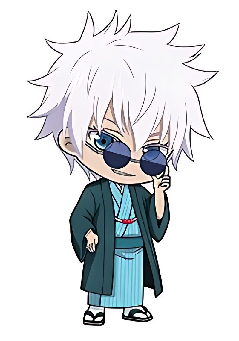 Hình gojo satoru chibi mặc kimono ngầy đét