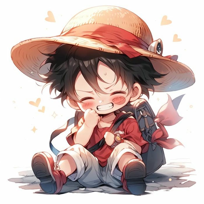 Hình vẽ chibi Luffy tươi cười dễ thương