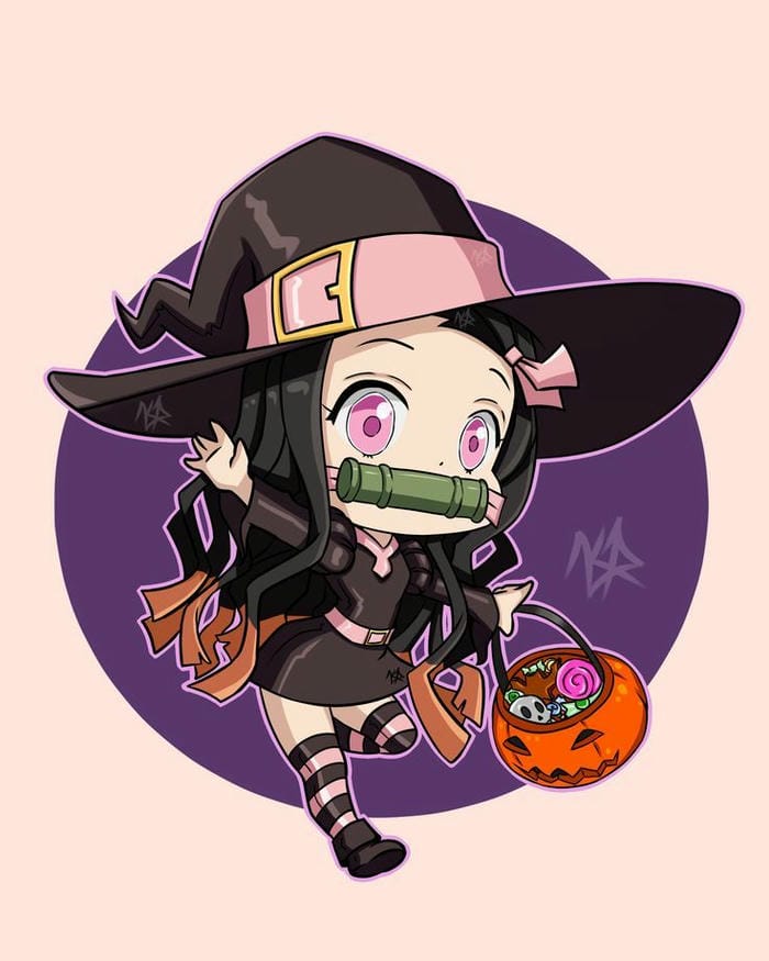 Nezuko chibi hóa trang halloween siêu dễ thương