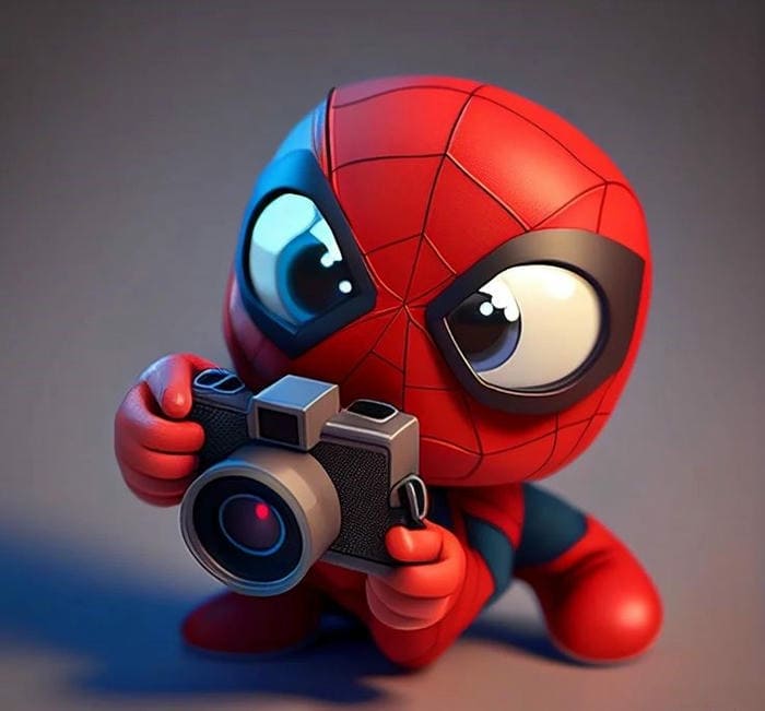 Ảnh baby Spider man chibi cầm máy ảnh