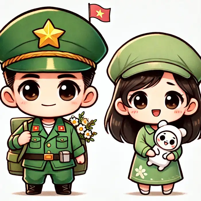 Ảnh bộ đội chibi cùng hậu phương siêu dễ thương