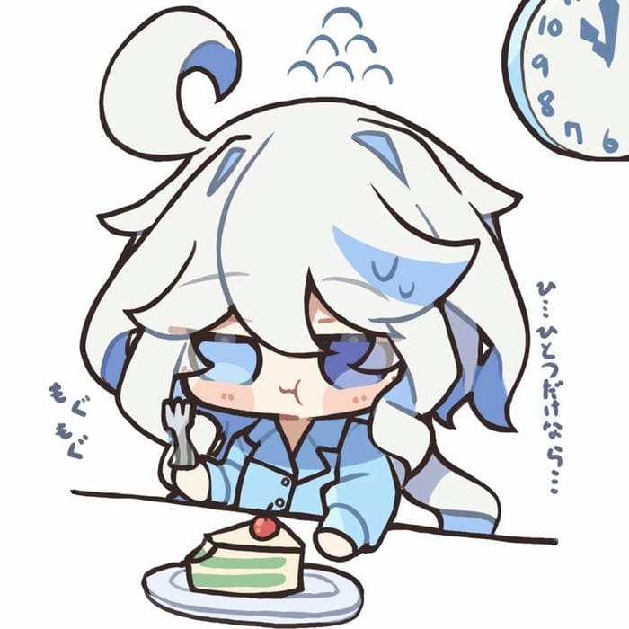 Ảnh chibi Furina ăn bánh đáng yêu