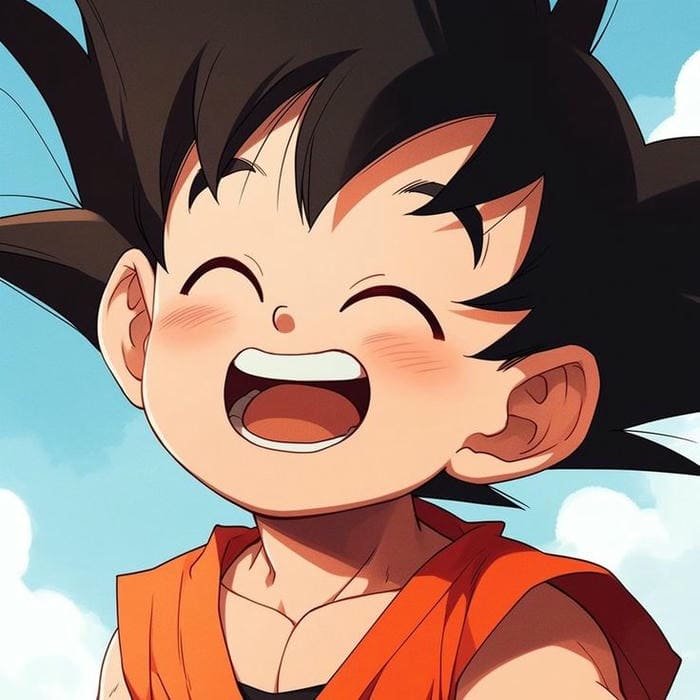 Ảnh chibi Goku biểu cảm tươi cười siêu đáng yêu
