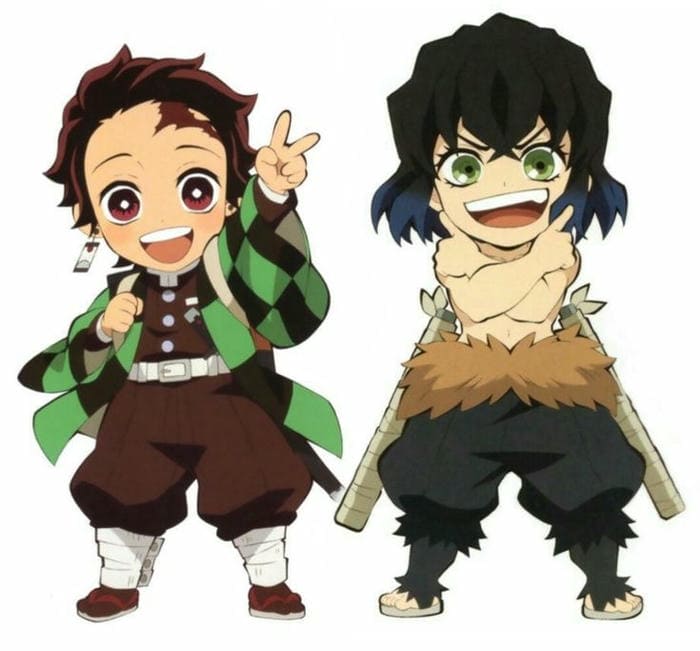 Ảnh chibi Inosuke và Tanjiro đáng yêu