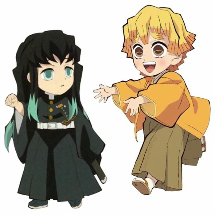 Ảnh chibi Muichirou và Zenitsu đáng yêu