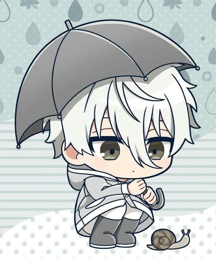 Ảnh chibi Nagi cầm ô siêu dễ thương
