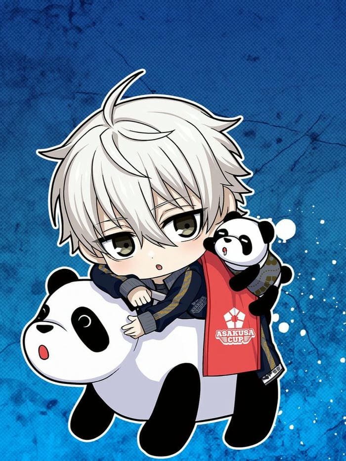 Ảnh chibi Nagi cùng gấu trúc siêu đáng yêu
