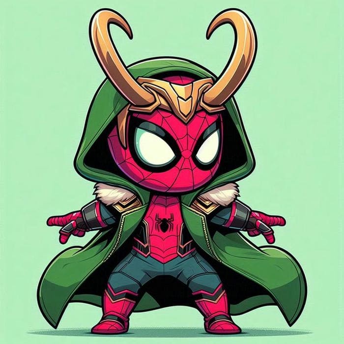 Ảnh chibi Spiderman hóa trang Loki