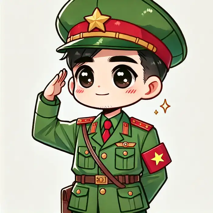 Ảnh chibi chú bộ đội đáng yêu