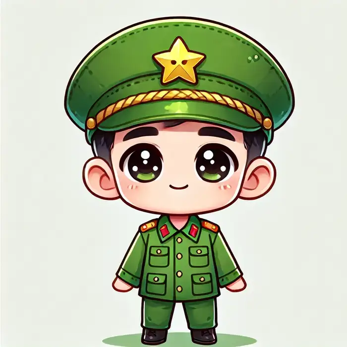 Ảnh chibi chú bộ đội đơn giản, đáng yêu