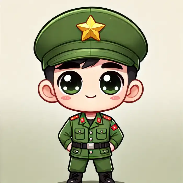 Ảnh chibi chú bộ đội đơn giản siêu đáng yêu