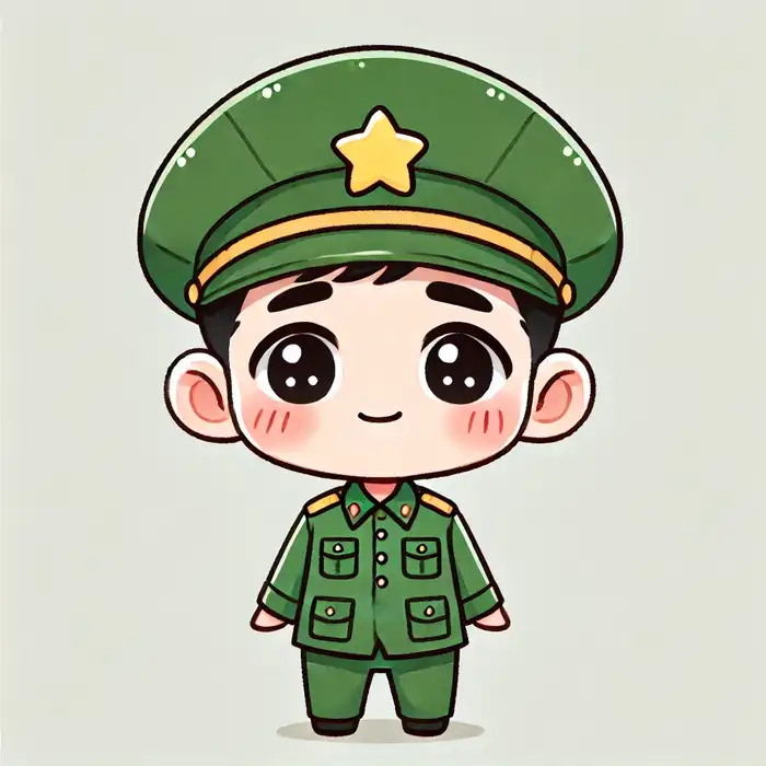 Ảnh chibi chú bộ đội đơn giản