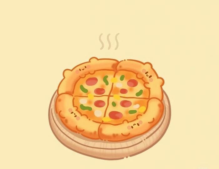 Ảnh chibi đồ ăn hình bánh pizza