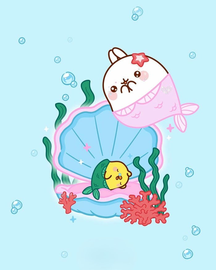 Ảnh chibi thỏ Molang tiên cá dễ thương