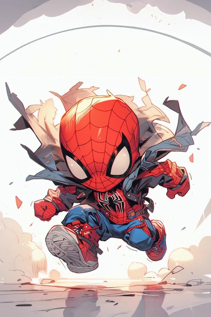 Ảnh hình nền chibi Spiderman đáng yêu