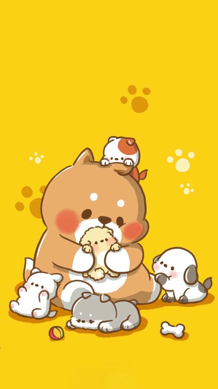 Ảnh hình nền chibi chó con đáng yêu