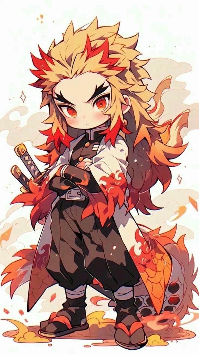 Ảnh thanh gươm diệt quỷ Rengoku chibi