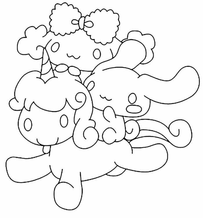 Ảnh tranh tô màu Cinnamoroll cùng những người bạn