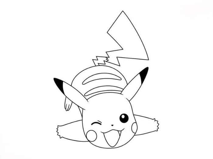 Ảnh tranh tô màu Pikachu nghịch ngợm, đáng yêu cho bé