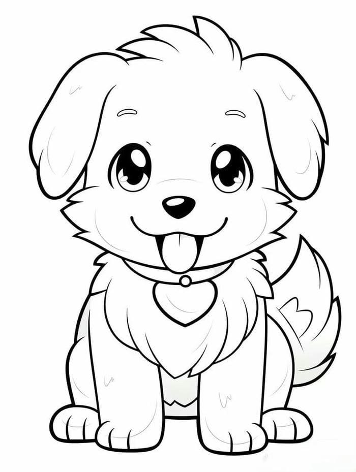 Ảnh tranh tô màu chó con cute