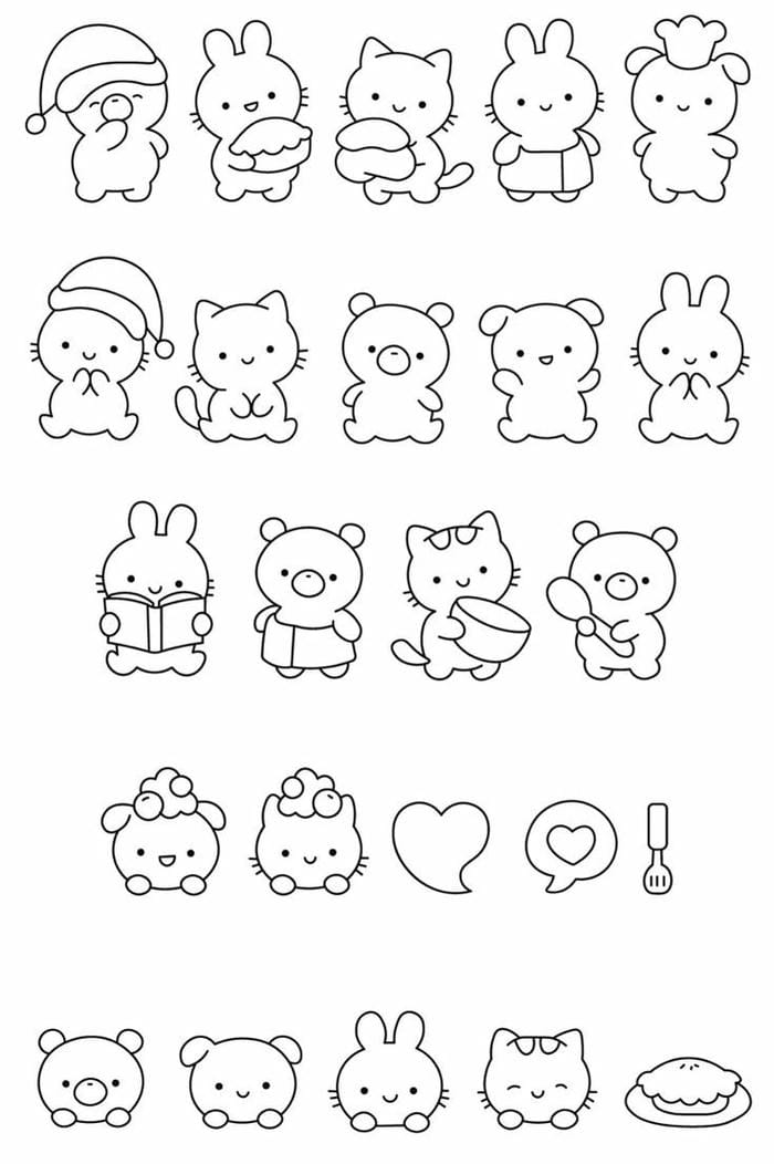 Ảnh tranh tô màu stiker hình động vật đơn giản, cute cho bé