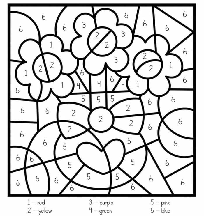 Ảnh tranh tô màu theo số đơn giản hình  chậu hoa