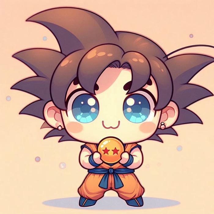 Chibi Goku cầm ngọc rồng siêu đáng yêu