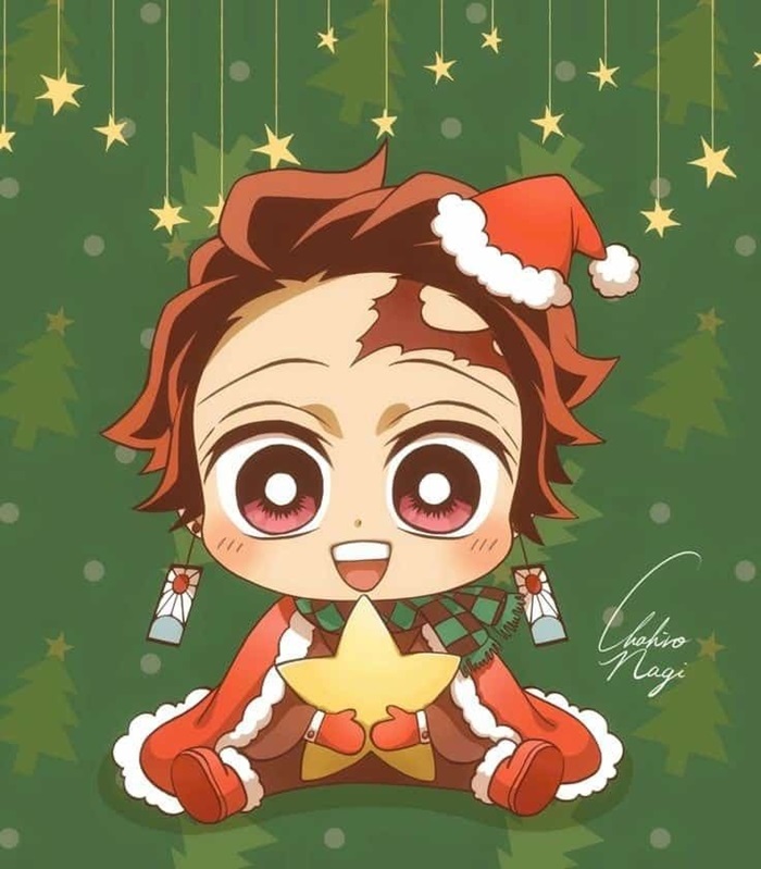 Chibi Tanjiro trang phục noel cute