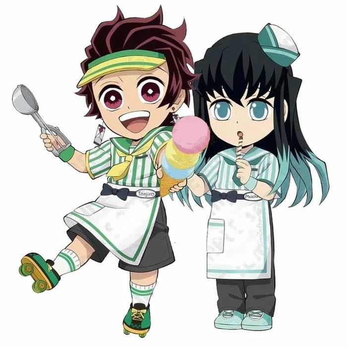 Chibi Tanjiro và Muichirou dễ thương