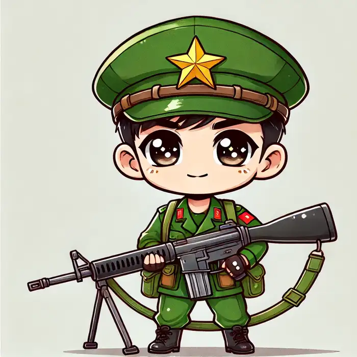 Chibi chú bộ đội cầm súng