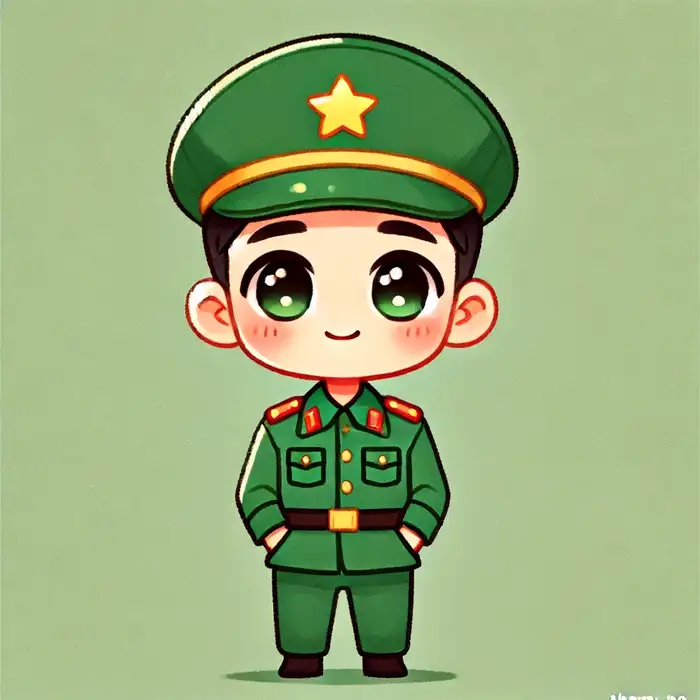 Chibi chú bộ đội đơn giản, dễ thương